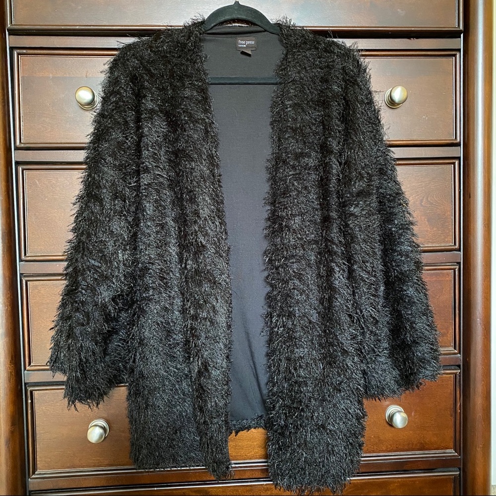 Free Press Oversized Fuzzy Black Eyelash Sweater